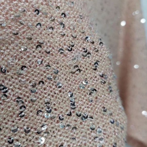 NWT Emaline Pink Pullover Sequin Short‎ Sleeve Sweater Blouse Size XL - Picture 9 of 16